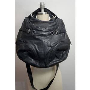 ***IN SEARCH OF*** Genuine Black Leather AUDRINA Motorcycle Tote Hobo